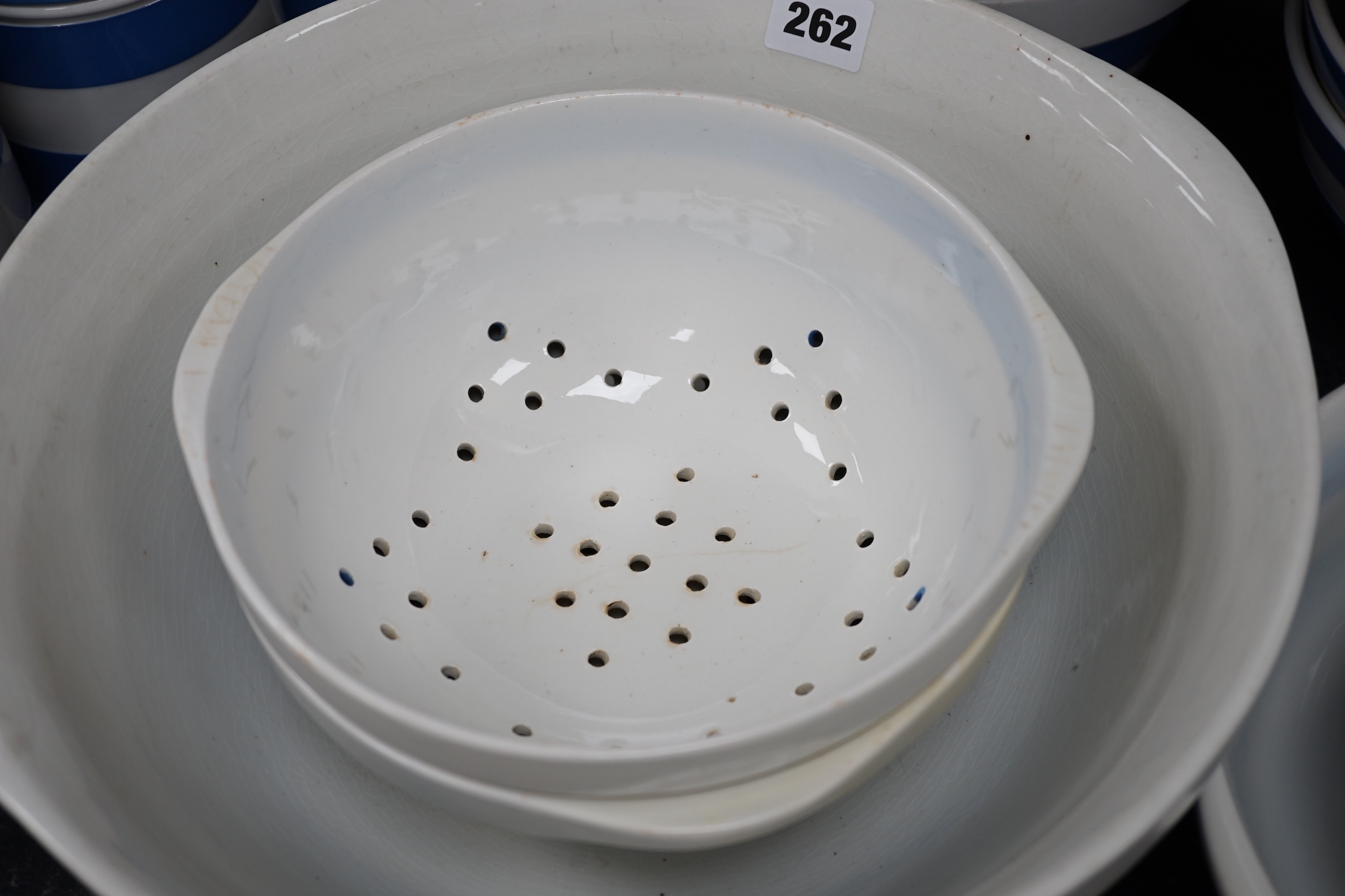 T.G.Green Cornish Kitchenware, a collection of assorted bowls, colanders and dishes, largest 35cm diameter, approximately twenty pieces, mainly Green Church marks. Condition - poor, fair and good